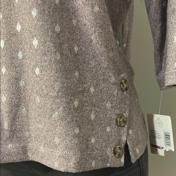 Emily Daniels Women’s 3/4 Sleeve Top Shirt With Bling Silver Print Size L P - Picture 3 of 16